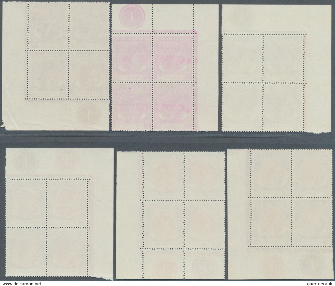 Malaiische Staaten - Penang: 1954, QEII, 4c., 5c., 10c., 25c., 30c. And 35c. (2), Seven Marginal Blo - Penang