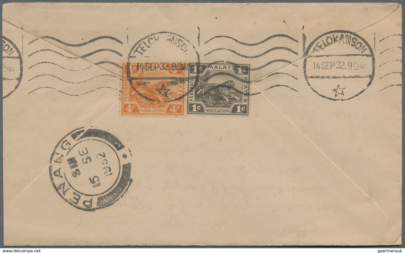 Malaiische Staaten - Perak: 1915/1941, TELOK ANSON: small group with 12 covers bearing different sta