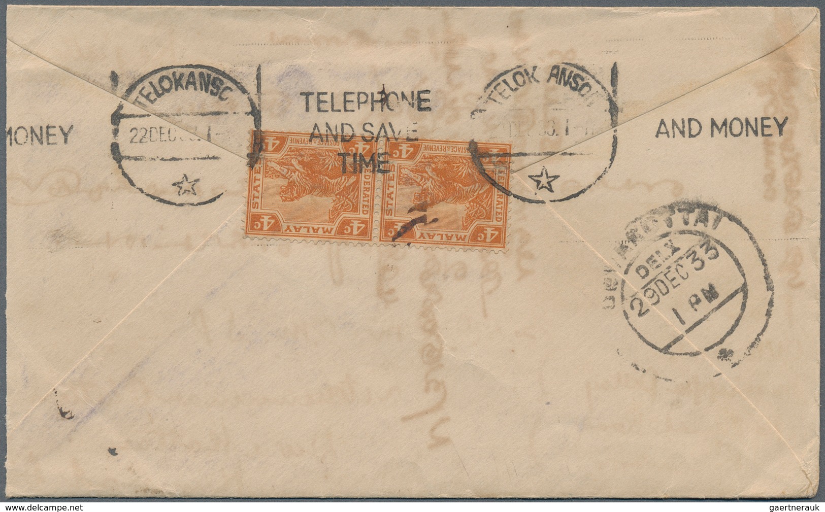 Malaiische Staaten - Perak: 1915/1941, TELOK ANSON: small group with 12 covers bearing different sta