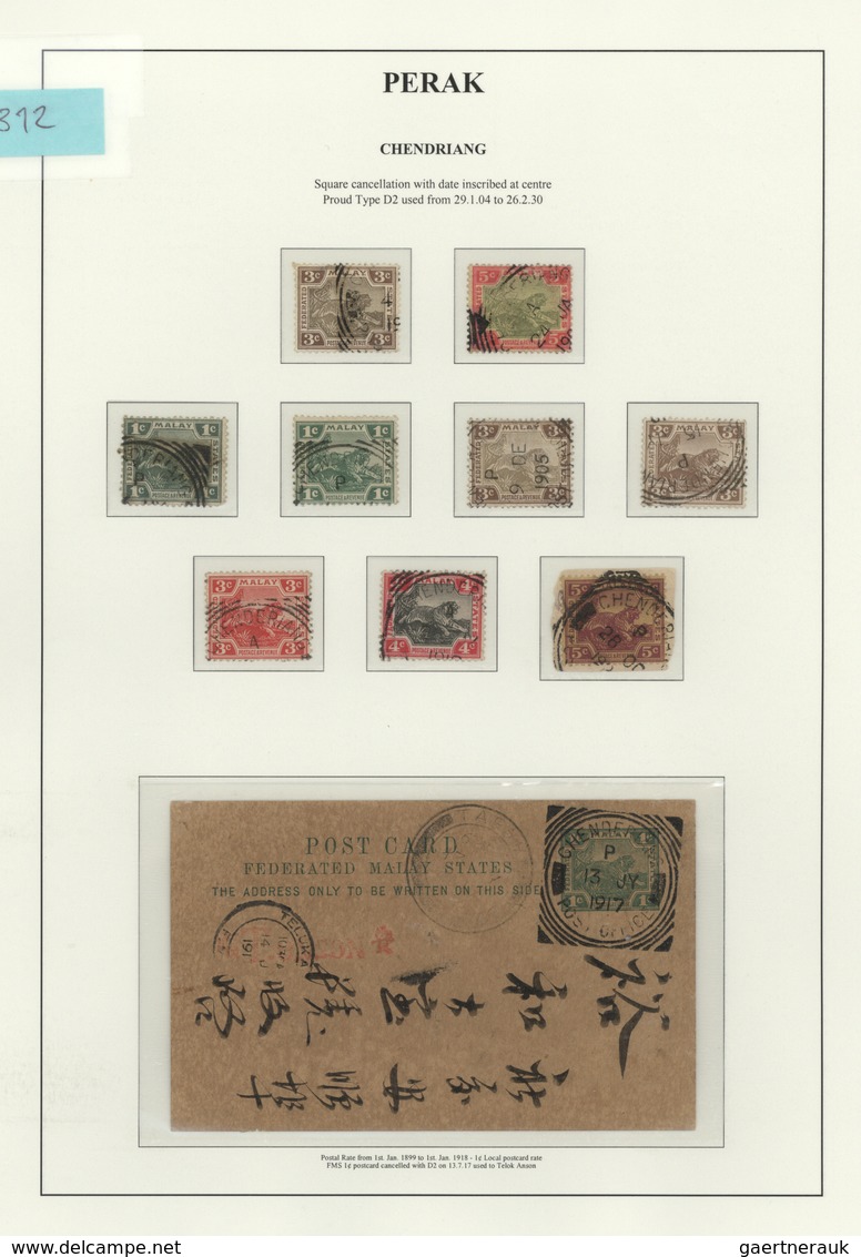 Malaiische Staaten - Perak: 1917, CHENDRIANG: Federated Malay States Stat. Postcard Tiger 1c. Green - Perak