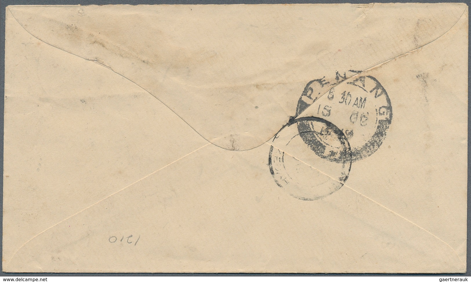 Malaiische Staaten - Perlis: 1919 Cover From Kangar To Penang Franked By Straits KGV. 1c. Black And - Perlis