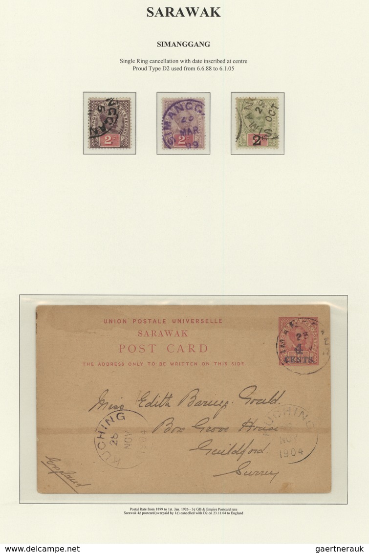 Malaiische Staaten - Sarawak: 1888/1905, 4 CENTS On 3 C Red Postal Stationery Card With Cds SIMANGGA - Autres & Non Classés