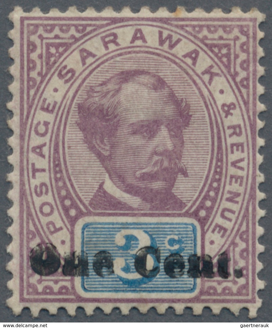Malaiische Staaten - Sarawak: 1892, Sir Charles Brooke 3c. Purple And Blue With DOUBLE Surcharge 'On - Autres & Non Classés