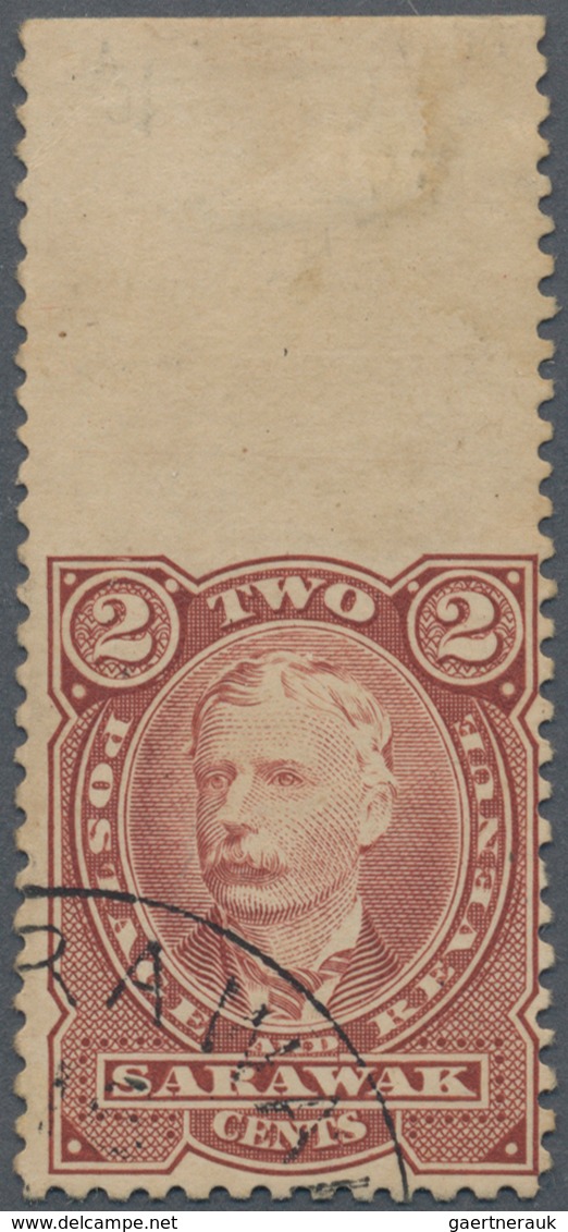 Malaiische Staaten - Sarawak: 1895, Sir Charles Brooke 2c. Brown-red From Upper Margin IMPERFORATE B - Autres & Non Classés