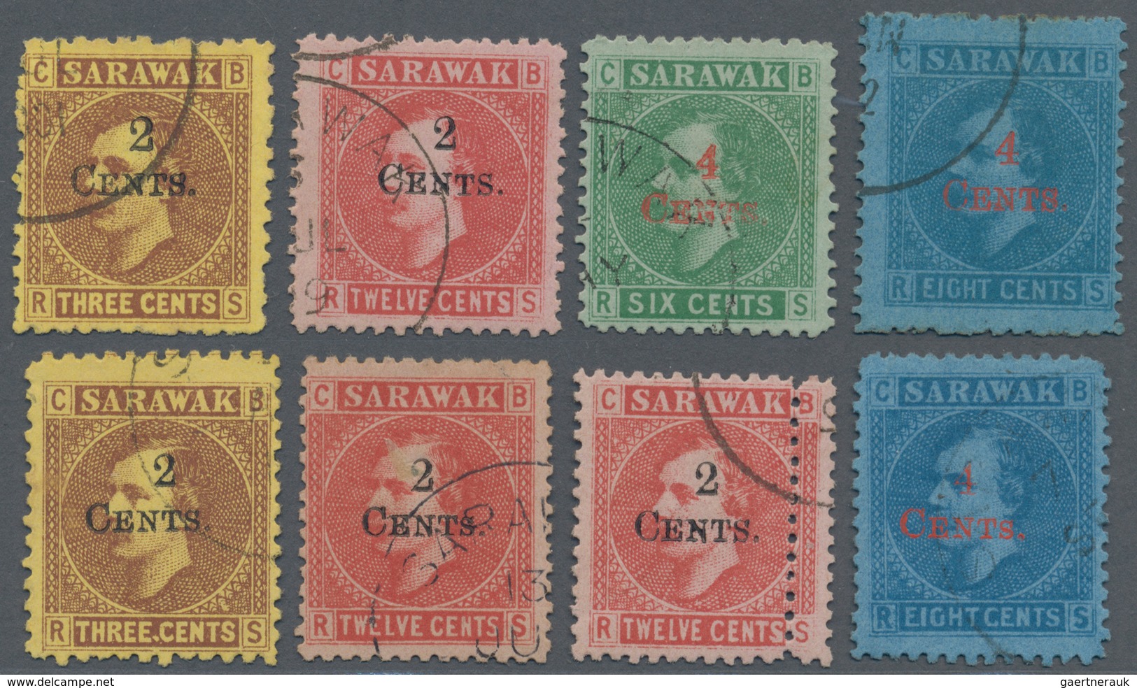 Malaiische Staaten - Sarawak: 1899, Sir Charles Brooke Set Of Four Surcharged 2c. Or 4c. And Additio - Autres & Non Classés