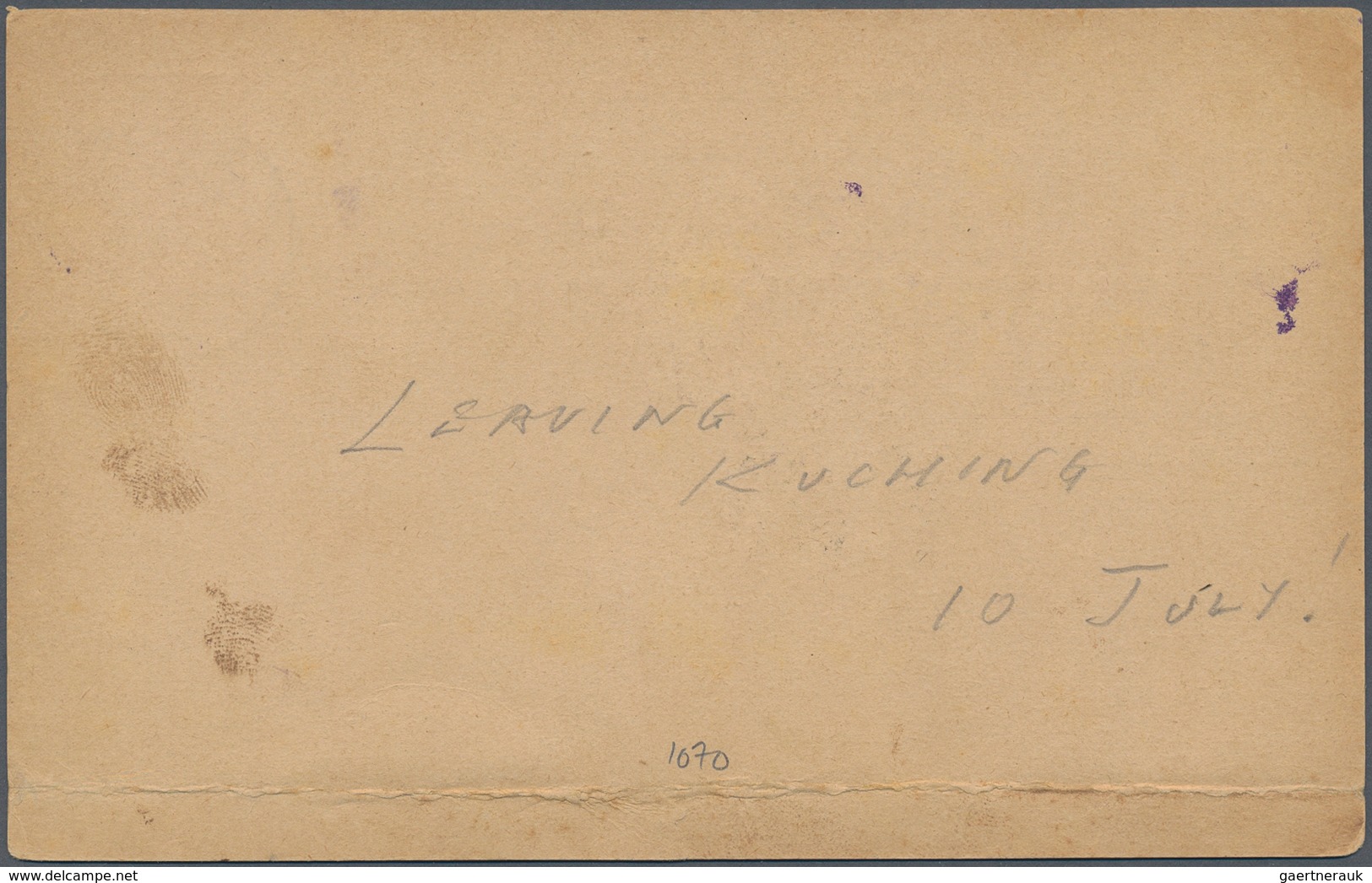 Malaiische Staaten - Sarawak: 1905 BARAM: Postal Stationery Card 3c. Carmine Used From Baram To Lond - Autres & Non Classés
