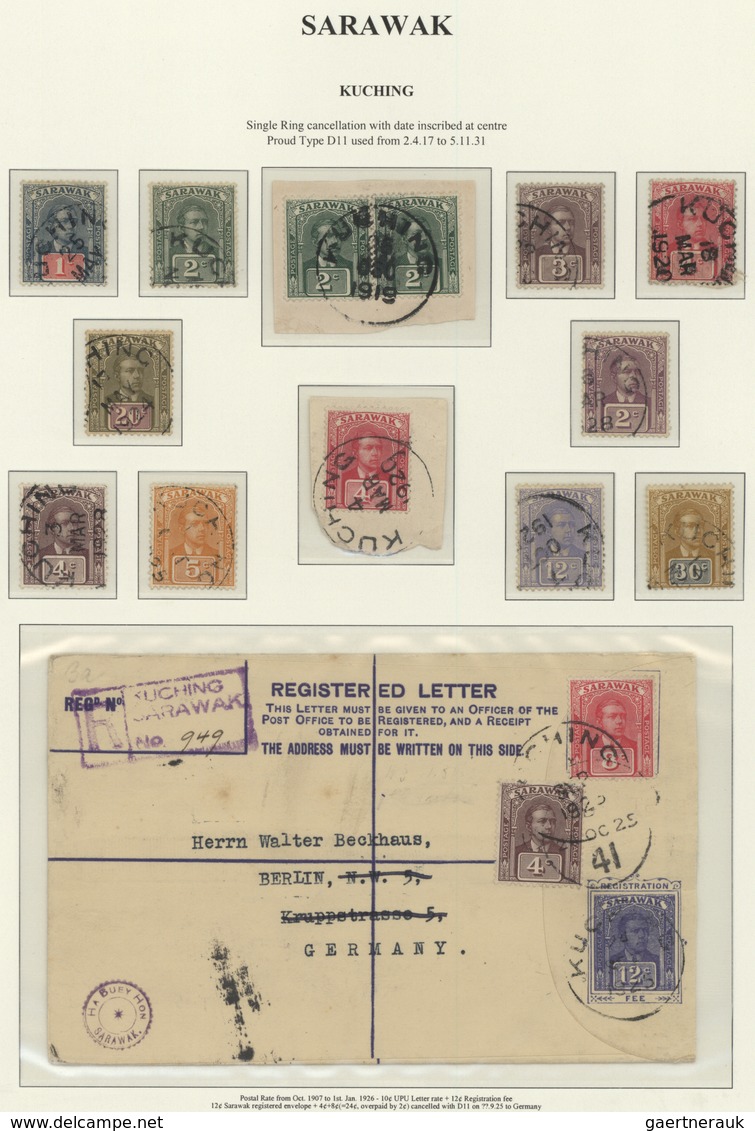 Malaiische Staaten - Sarawak: 1917/1931, 12 C Ultramarine Registered Pse (formate G), Uprated With 4 - Autres & Non Classés