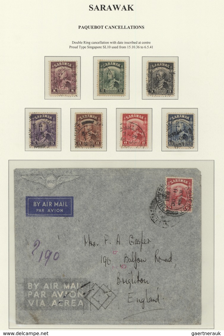 Malaiische Staaten - Sarawak: 1936/1941, 6 C Carmine (SG 111), Tied By Cds PAQUEBOT / SINGAPORE, 11 - Autres & Non Classés