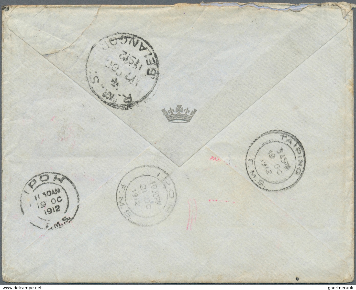 Malaiische Staaten - Selangor: 1912, TRAVELLING POST OFFICE: Incoming Cover From The Isle Of Wight/E - Selangor