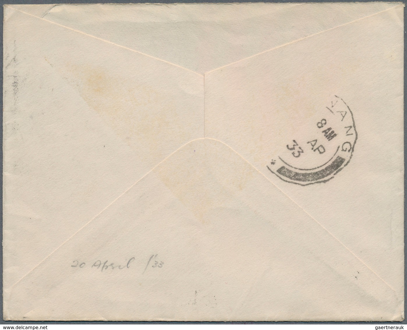 Malaiische Staaten - Selangor: 1933 (20.4.), Airmail Cover Endorsed 'Dutch Air Mail Alor Star-London - Selangor