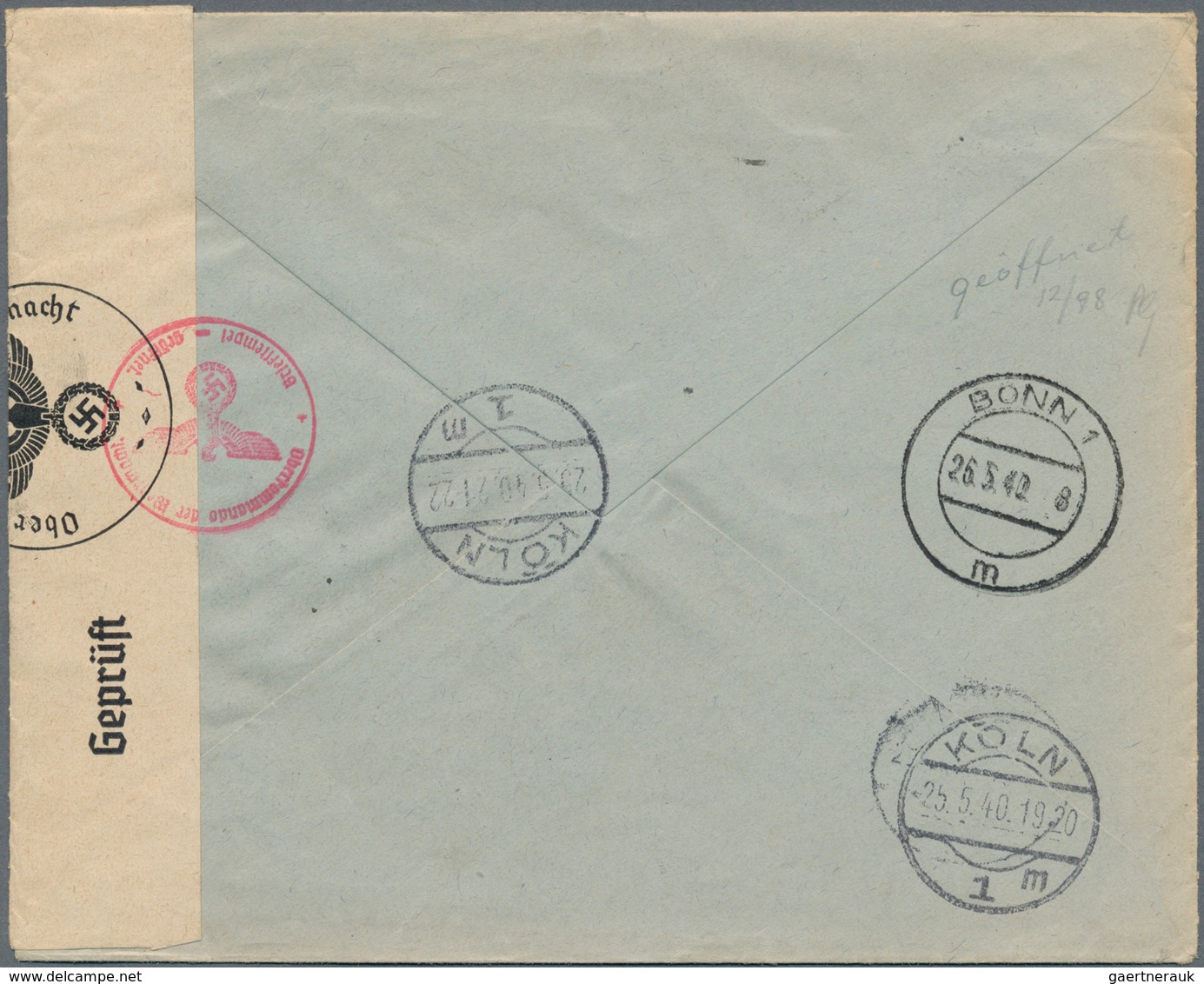 Mandschuko (Manchuko): Incoming Mail, 1940, Germany: AR-registered Cover From Lawyer "KÖLN 24.4.40" - 1932-45  Mandschurei (Mandschukuo)