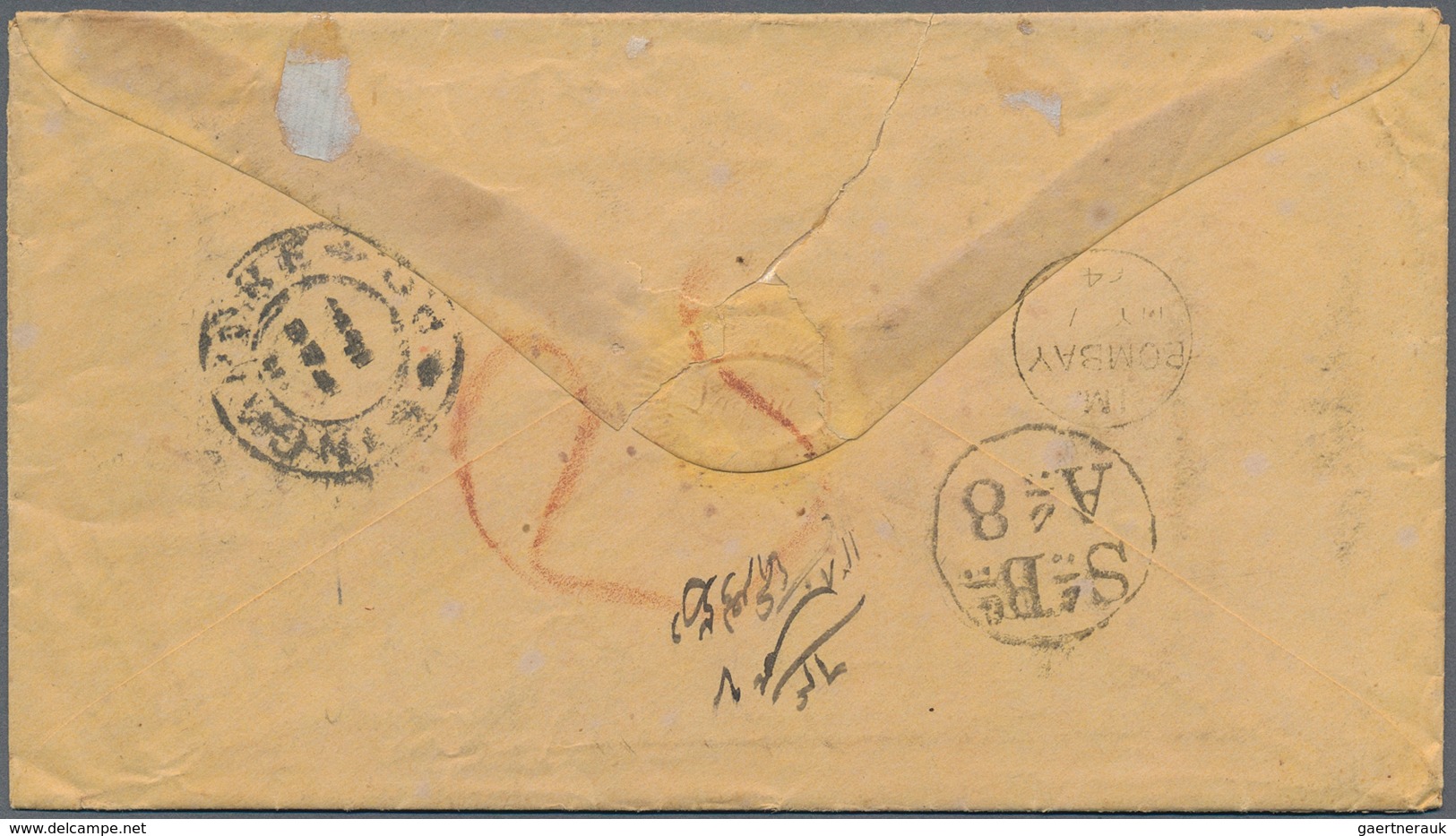 Niederländisch-Indien: 1864, Stamp-less Envelope (with Letter In Arabic) Addressed To India Cancelle - Indes Néerlandaises