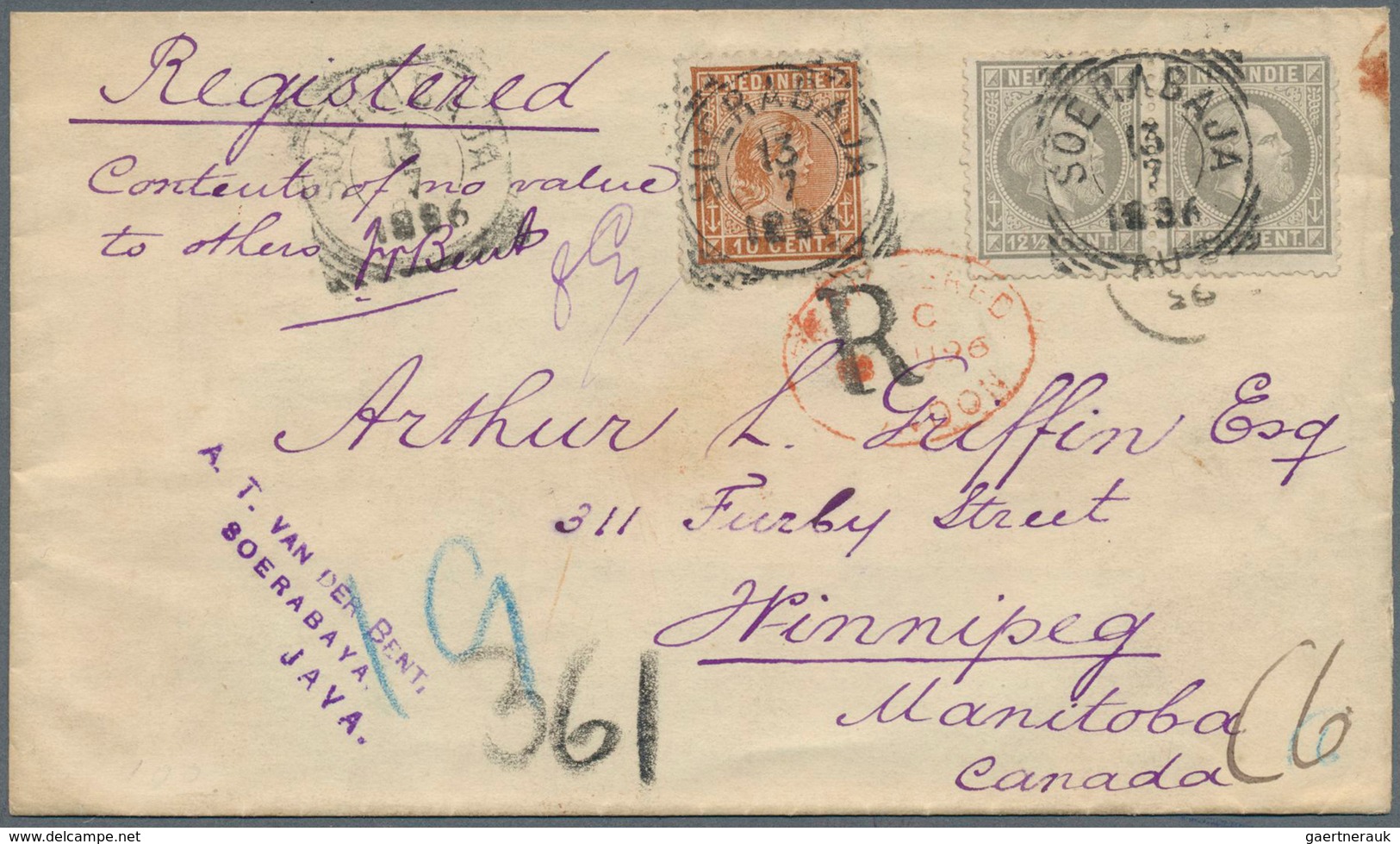 Niederländisch-Indien: 1896, 10 C Redbrown Wilhelmina Together With Horizontal Pair 12 1/2 C Grey Wi - Indes Néerlandaises
