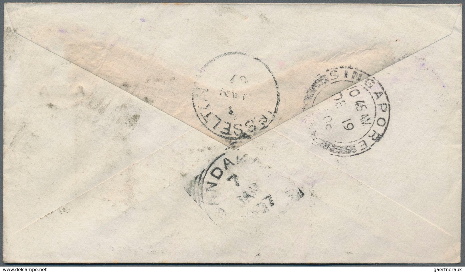 Nordborneo: 1907 "SANDAKAN/7/JAN/07" Squared Cds (Proud D12) As Arrival Datestamp On Indian Postal S - Bornéo Du Nord (...-1963)