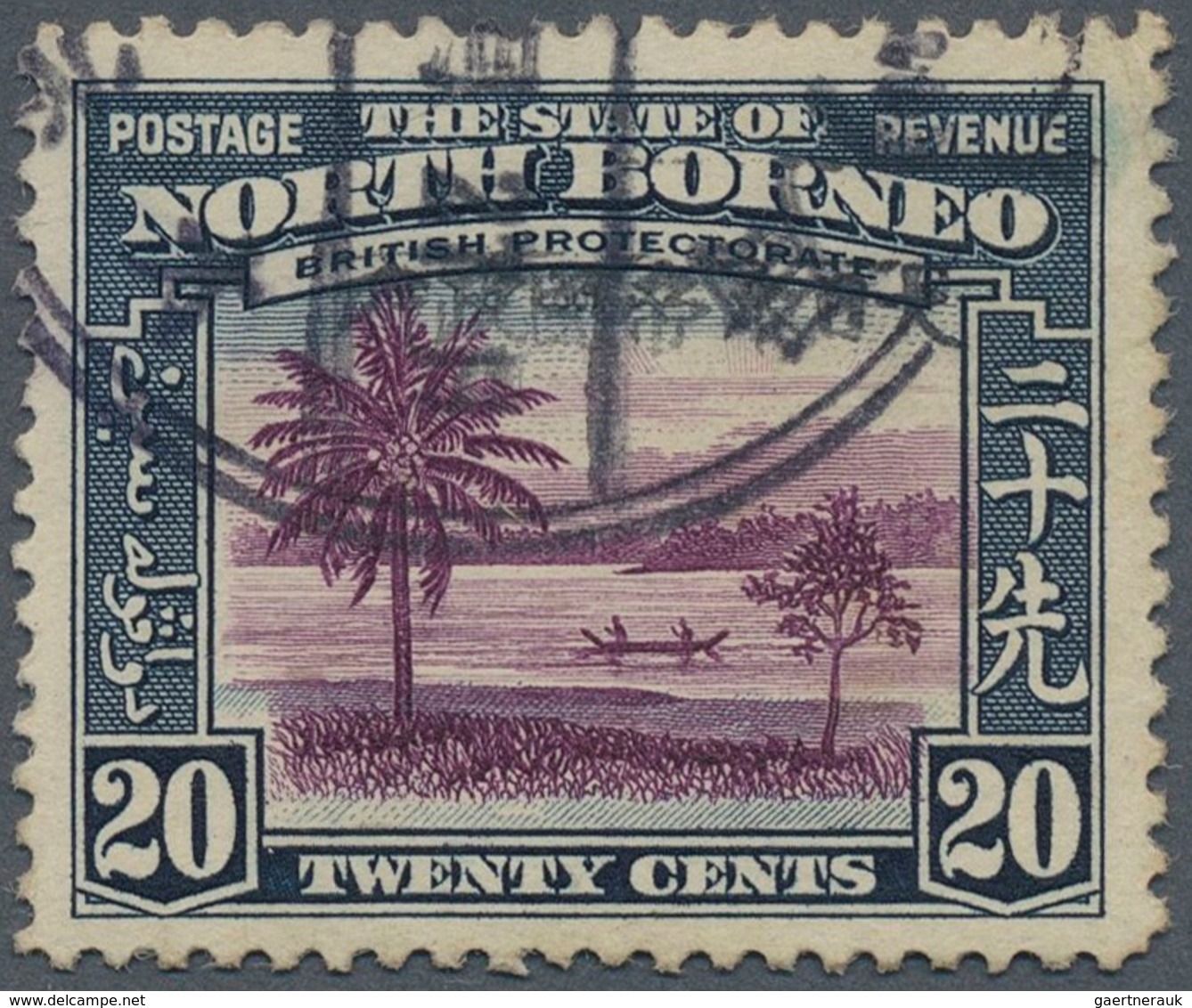 Nordborneo: Japanese Occupation,  1942, 20 C. With Black Overprint, Used (SG Cat.  £800.-). - Bornéo Du Nord (...-1963)