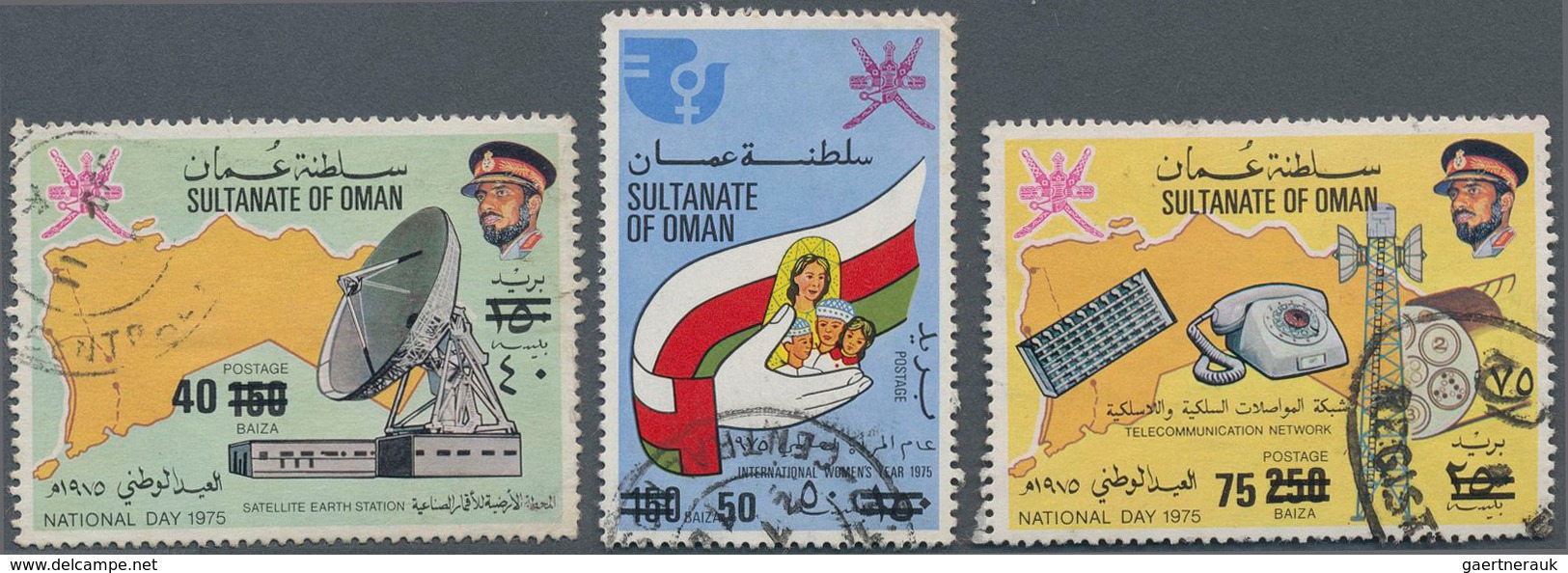 Oman: 1978 Provisionals 40b. On 160b., 50b. On 150b. And 75b. On 250b. As A Complete Set, Used With - Oman