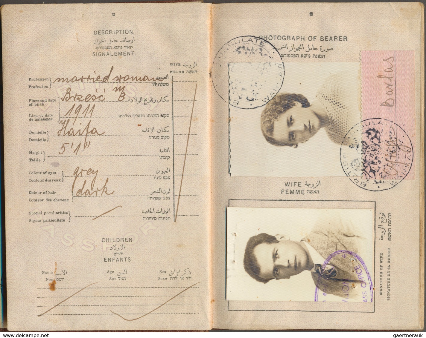 Palästina: 1935, "British Passport Palestine" For Mrs. Cywja Barlas (*1911, Resident At Haifa) Issue - Palästina