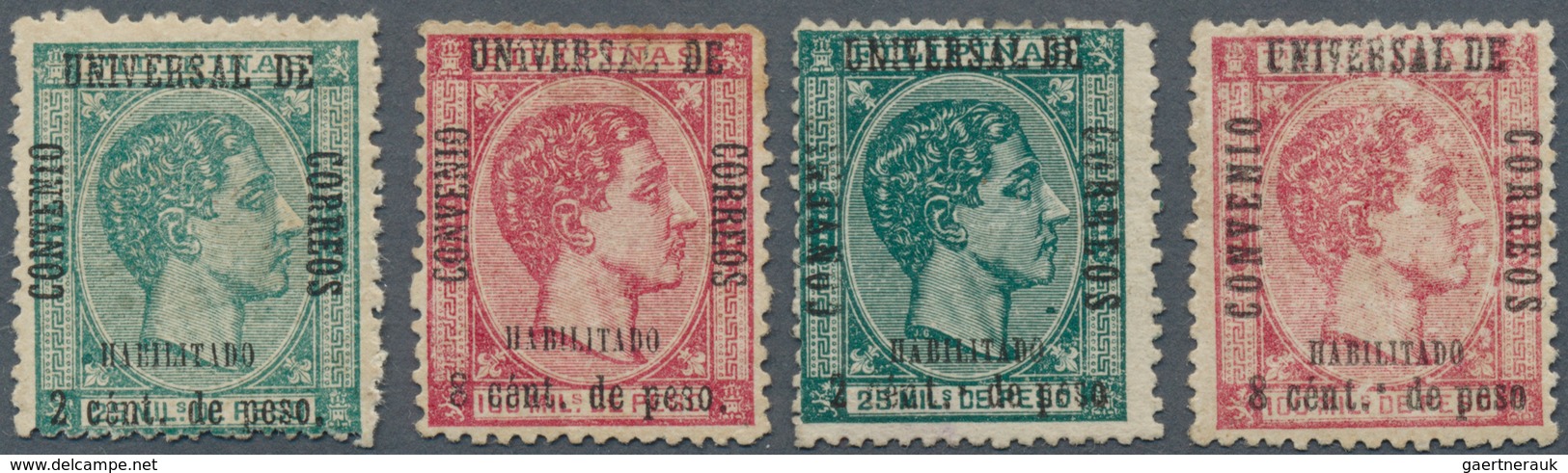 Philippinen: 1879, UPU Overprints, Both Types, Four Values Complete In Normal Perforation, Unused. S - Philippines