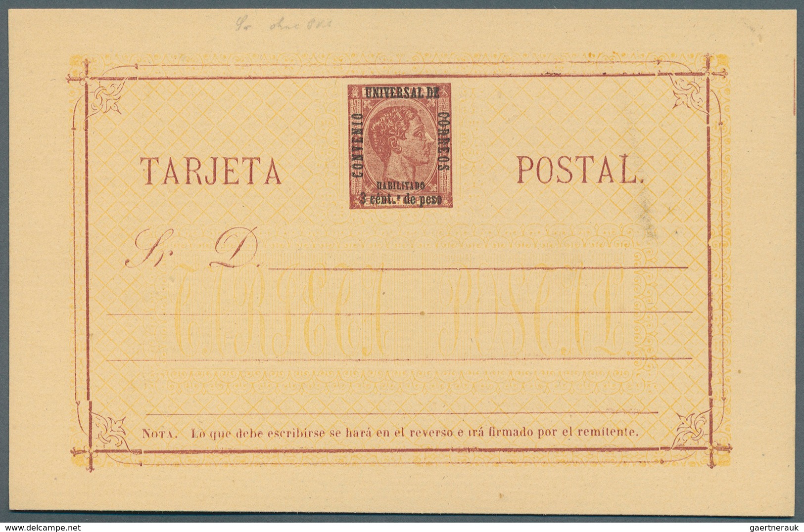 Philippinen: 1880 UPU surcharge 3c/50c, tied by oval cancel of crosses in association with Manila di