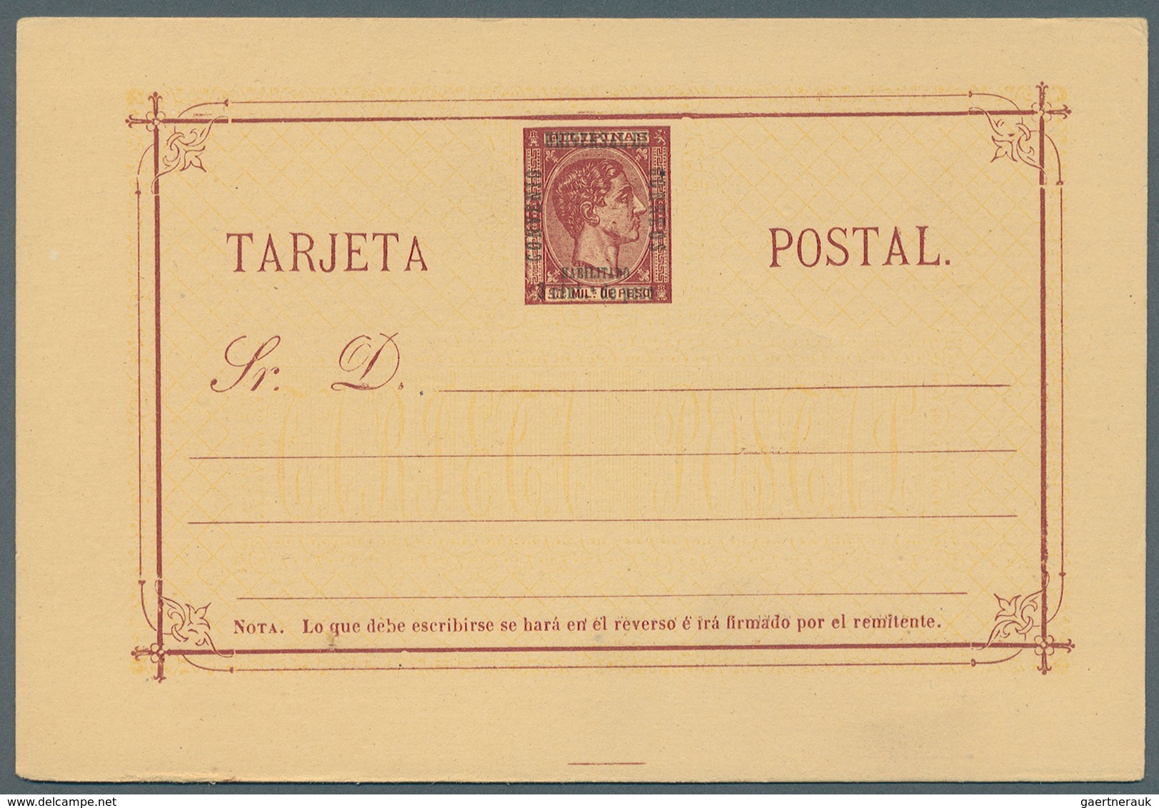 Philippinen: 1880 UPU surcharge 3c/50c, tied by oval cancel of crosses in association with Manila di
