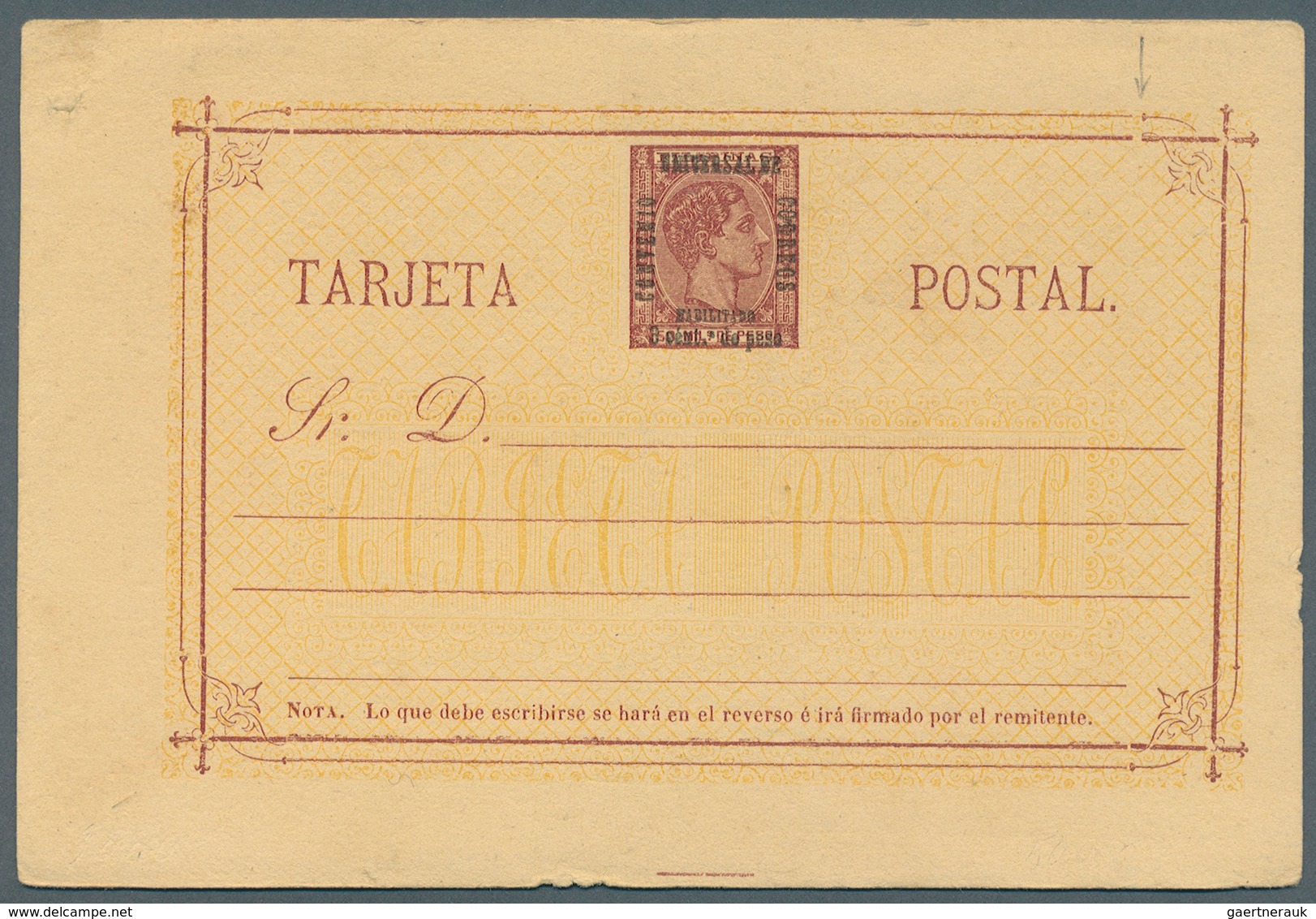 Philippinen: 1880 UPU surcharge 3c/50c, tied by oval cancel of crosses in association with Manila di