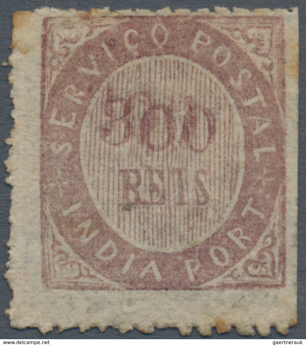 Portugiesisch-Indien: 1873, Type IA, 300 R. Dark Violet, Double Impression Of Value, Also Part Mirro - Inde Portugaise