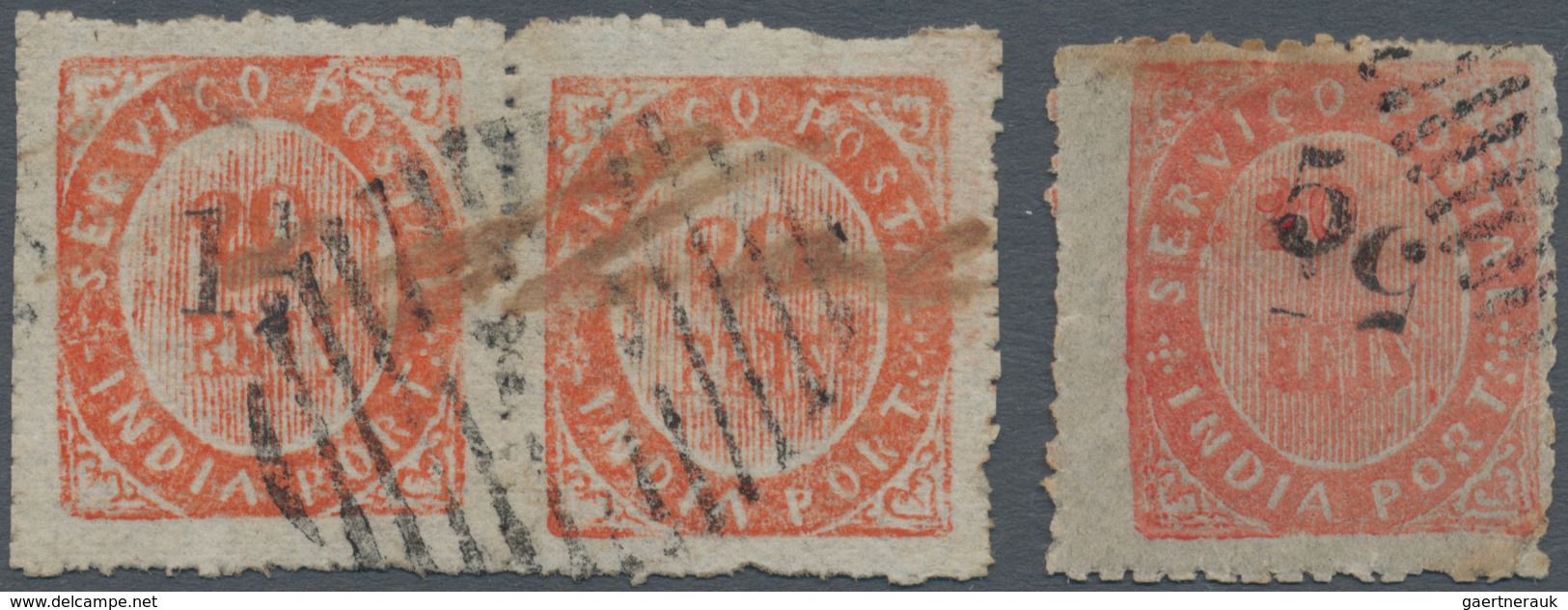 Portugiesisch-Indien: 1881, Types/tipos;1 1/2 R.on 20 R. (MF 63) Used: IA, A Horizontal Pair With Po - Inde Portugaise