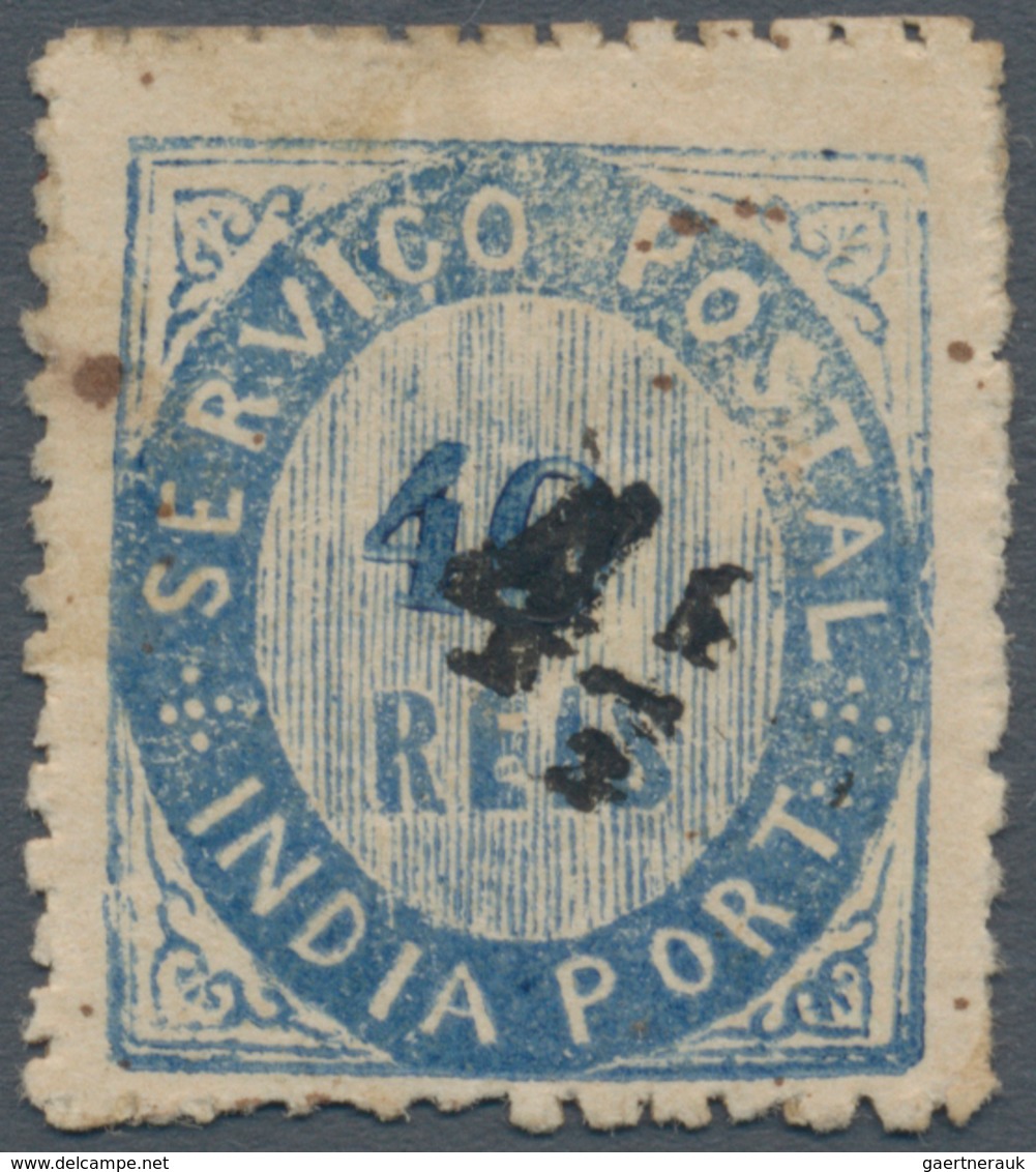 Portugiesisch-Indien: 1883, Native Issues, Local Currency 4 1/2 R. On 40 R. Blue Type II, Double Sur - Inde Portugaise