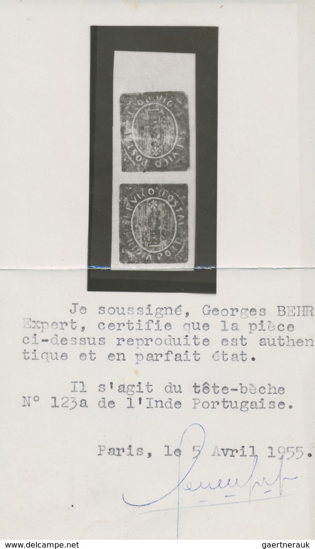 Portugiesisch-Indien: 1883, Local Currency 6 R. Green Type IIID, Vertical Tete Beche Top Margin Pair - Portugiesisch-Indien