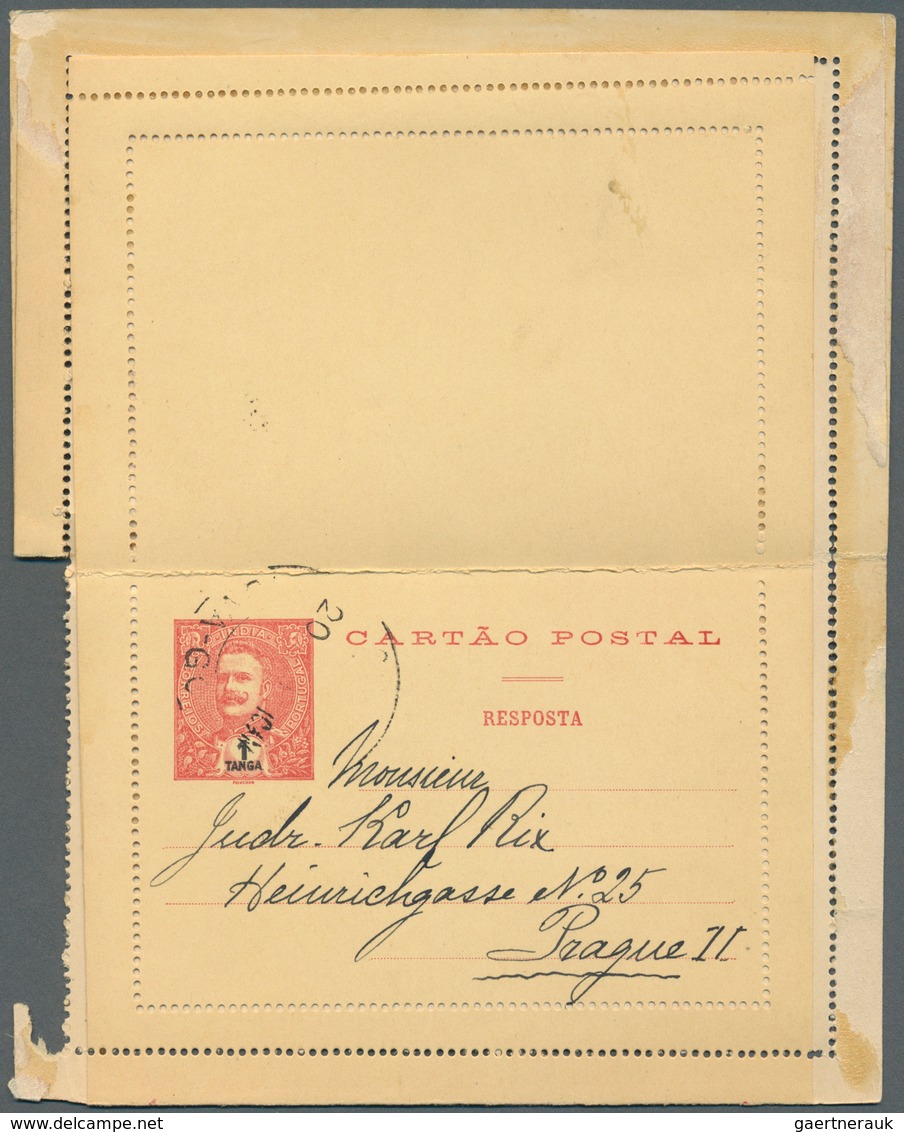 Portugiesisch-Indien: 1912/13, Two Letter Cards With Paid Reply Registered To Prague/Bohemia: 6 Rs. - Portugiesisch-Indien