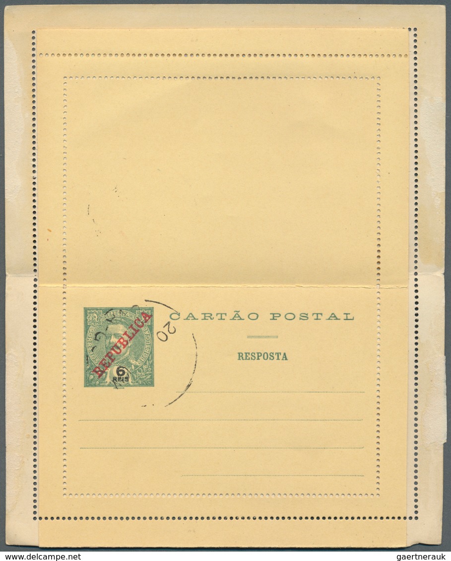 Portugiesisch-Indien: 1912/13, Two Letter Cards With Paid Reply Registered To Prague/Bohemia: 6 Rs. - Portugiesisch-Indien