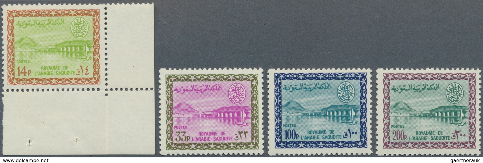 Saudi-Arabien: 1964/70, Dam Redrawn Set 1 P.-200 P.. 13, 20 Pia. LH, Otherwise Mint Never Hinged MNH - Saudi-Arabien