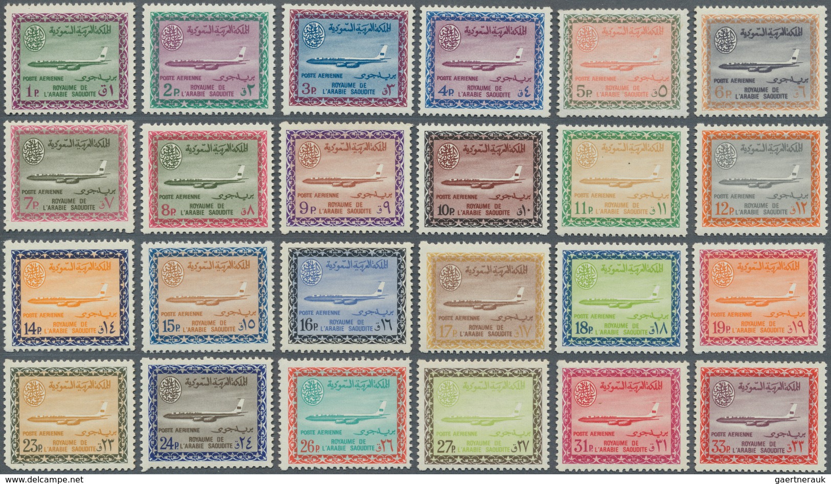 Saudi-Arabien: 1965/72, Boeing 720B Airmail Set With King Saud Cartouche, 1 Pia-33 Pia: 18 P., 19 P. - Saudi-Arabien