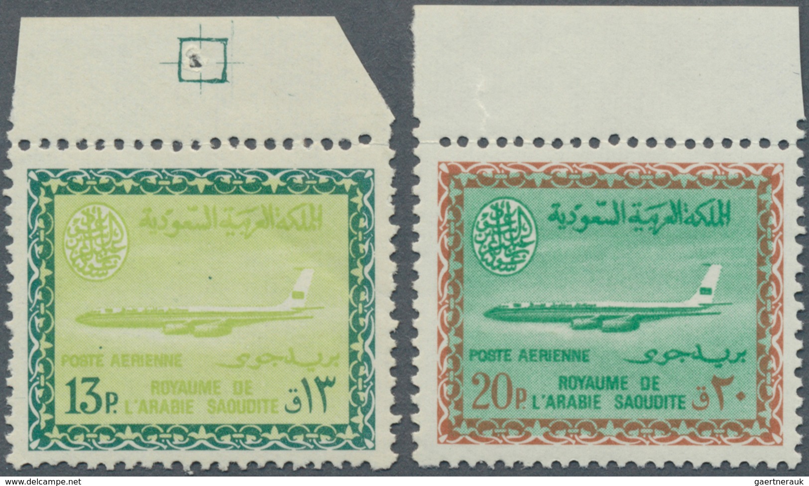 Saudi-Arabien: 1965/72, Boeing 720B Airmail Set With King Saud Cartouche, 1 Pia-33 Pia: 18 P., 19 P. - Arabie Saoudite