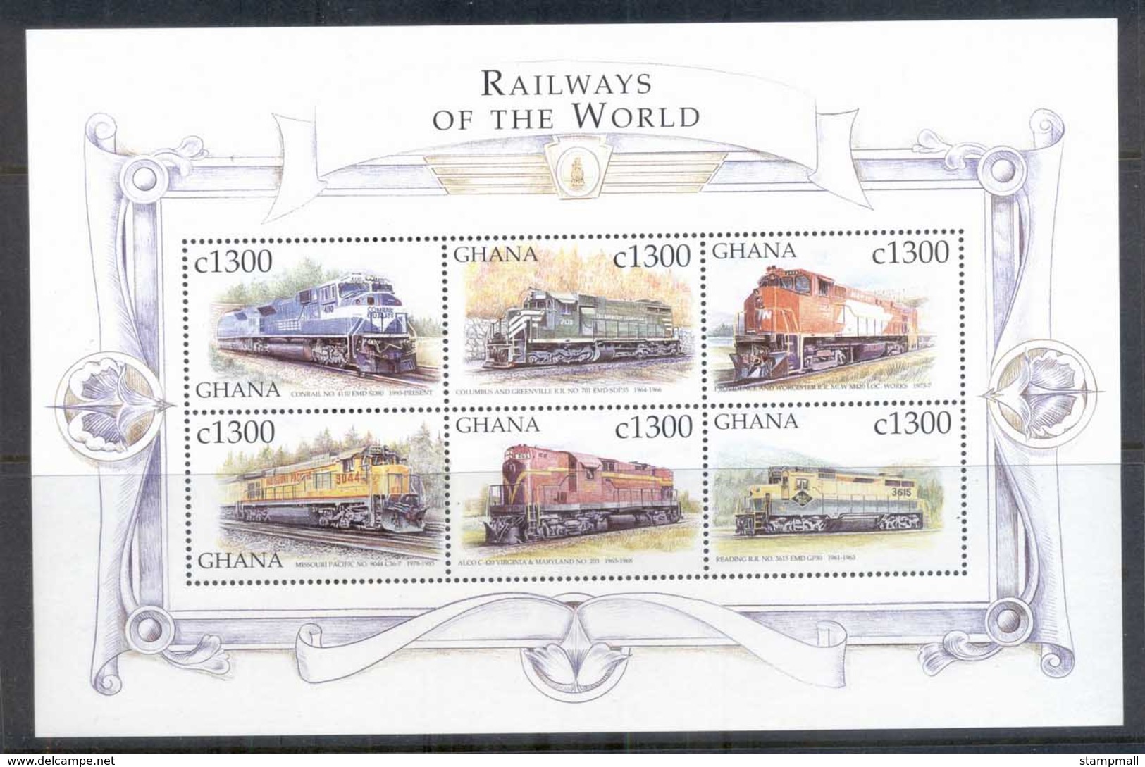 Ghana 1999 Railways Of The World, Conrail MS MUH - Ghana (1957-...)