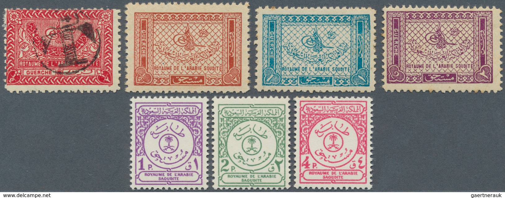 Saudi-Arabien - Portomarken: 1935/61, Dues: 1/2 G. Carmine With Bilingual Handstamp "T", Two Tiny Ti - Saudi-Arabien