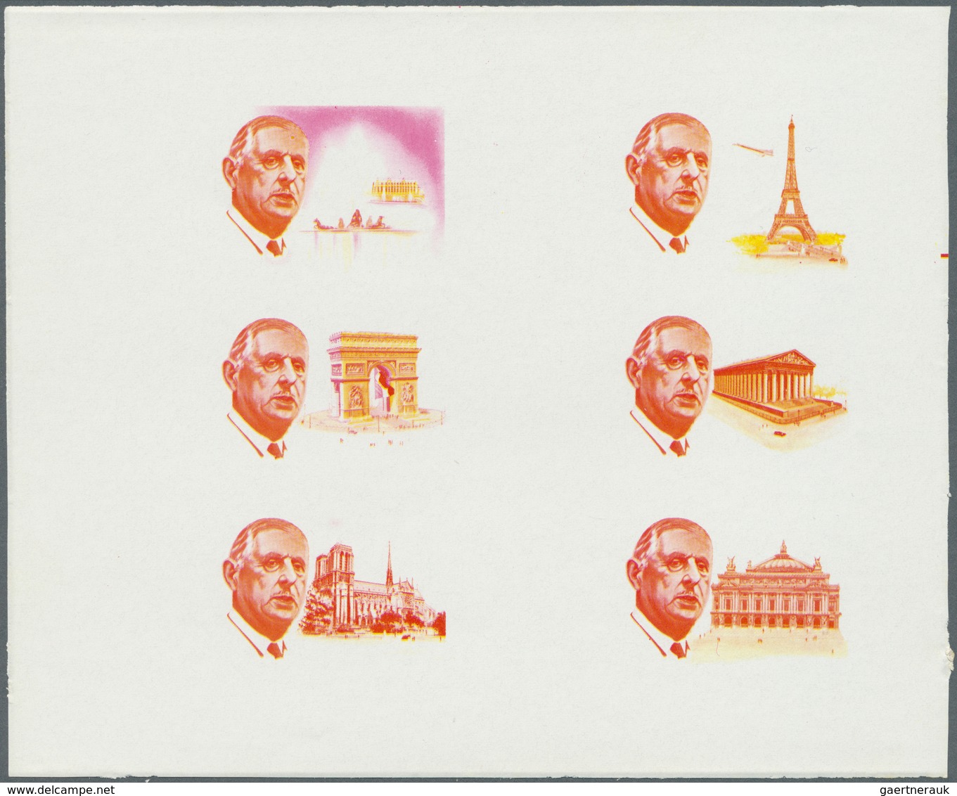 Schardscha / Sharjah: 1972, Charles De GAULLE With Sights Of Paris (Eiffel Tower, Opera House, Notre - Schardscha
