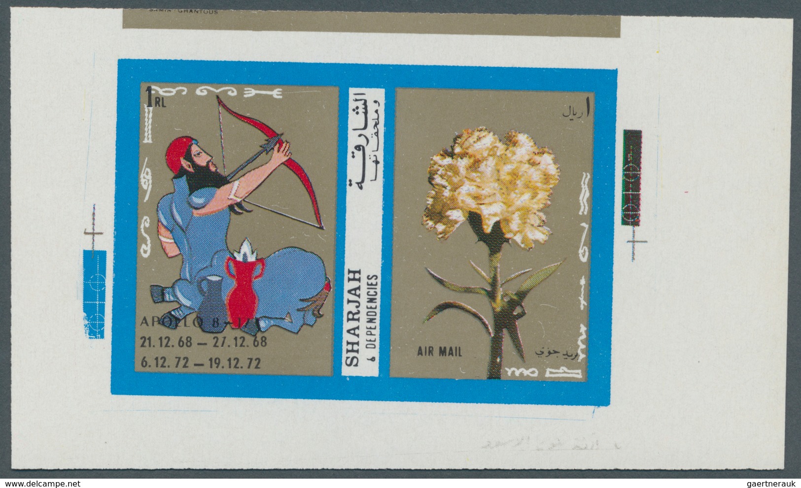 Schardscha / Sharjah: 1972, Zodiac Signs/Flowers/Space, Three Different Imperforate Proofs On Ungumm - Schardscha