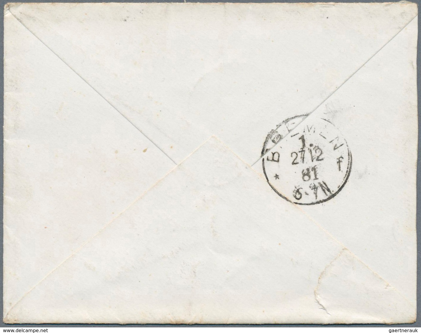 Singapur: 1881 Cover From Singapore To Bremen, Germany 'via Naples' Franked By 1867 8c. Orange With - Singapour (...-1959)
