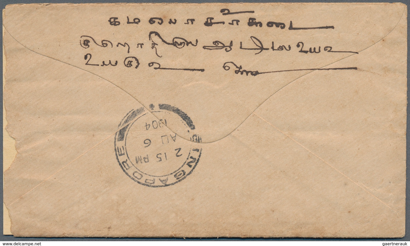 Singapur: 1904, French Indochina 25 C Blue/red Allegory, Single Franking On Cover Posted On Board A - Singapur (...-1959)
