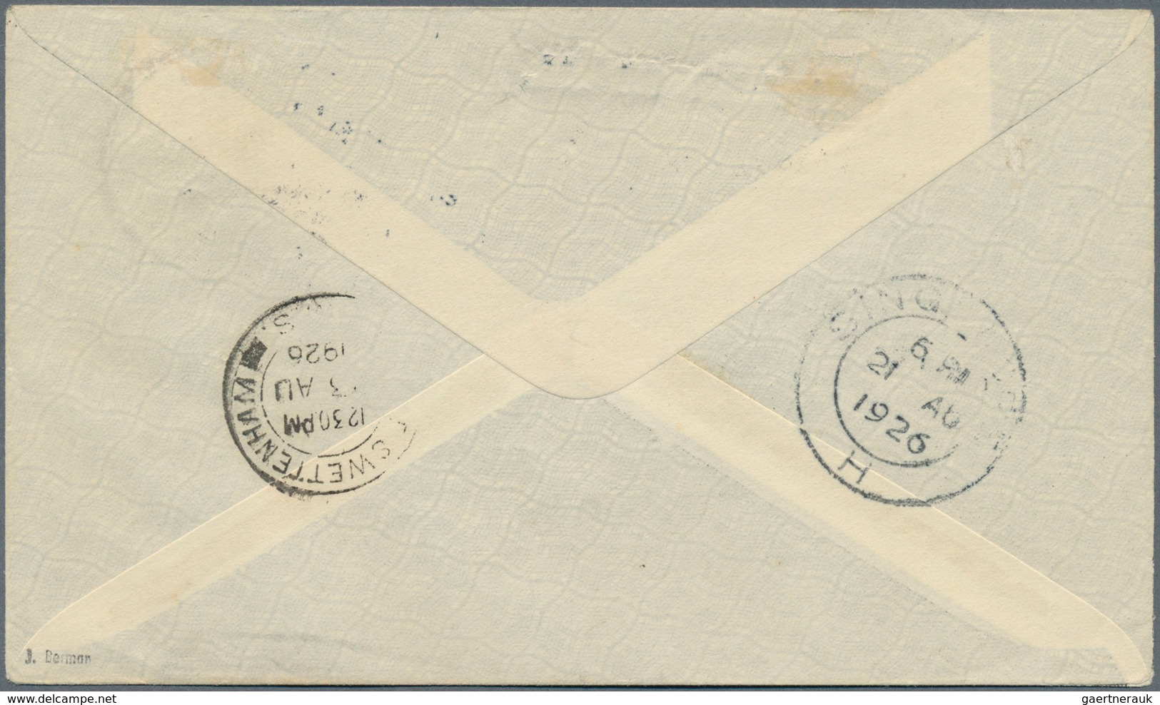 Singapur: 1926 (21.8.), Internal Airmail Letter By Air Survey Company At 4c. Local Rate Bearing Hori - Singapour (...-1959)