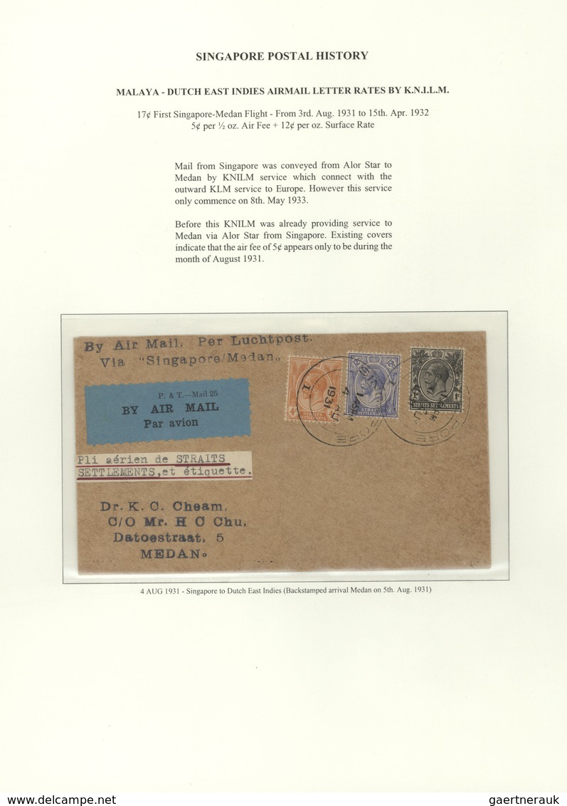 Singapur: 1931, Cover With Label "BY AIR MAIL" Franked With 1c., 4c. And 12 C. Sent To Medan. 17c. F - Singapour (...-1959)