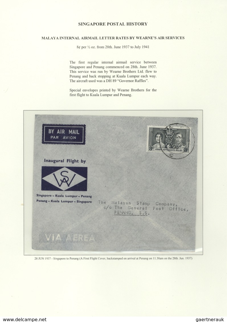 Singapur: 1937, Airmail-Letter 8c. To Penang, - 8c. Per 1/2 0z. From 28th. June 1937 To July 1941 - - Singapour (...-1959)