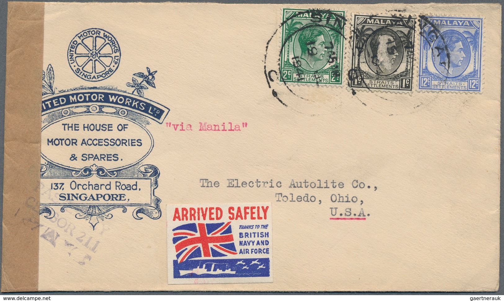 Singapur: 1940/1941, Four Censored Covers Bearing Different Straits Settlements KGVI Definitives All - Singapour (...-1959)