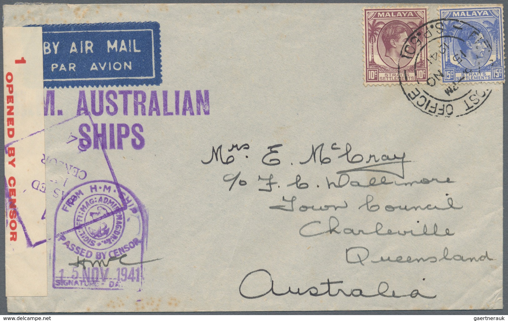 Singapur: 1940, Two Airmail Letters Snet Via Britsh Filed Post Office - S.P. 501, Which Was Located - Singapour (...-1959)