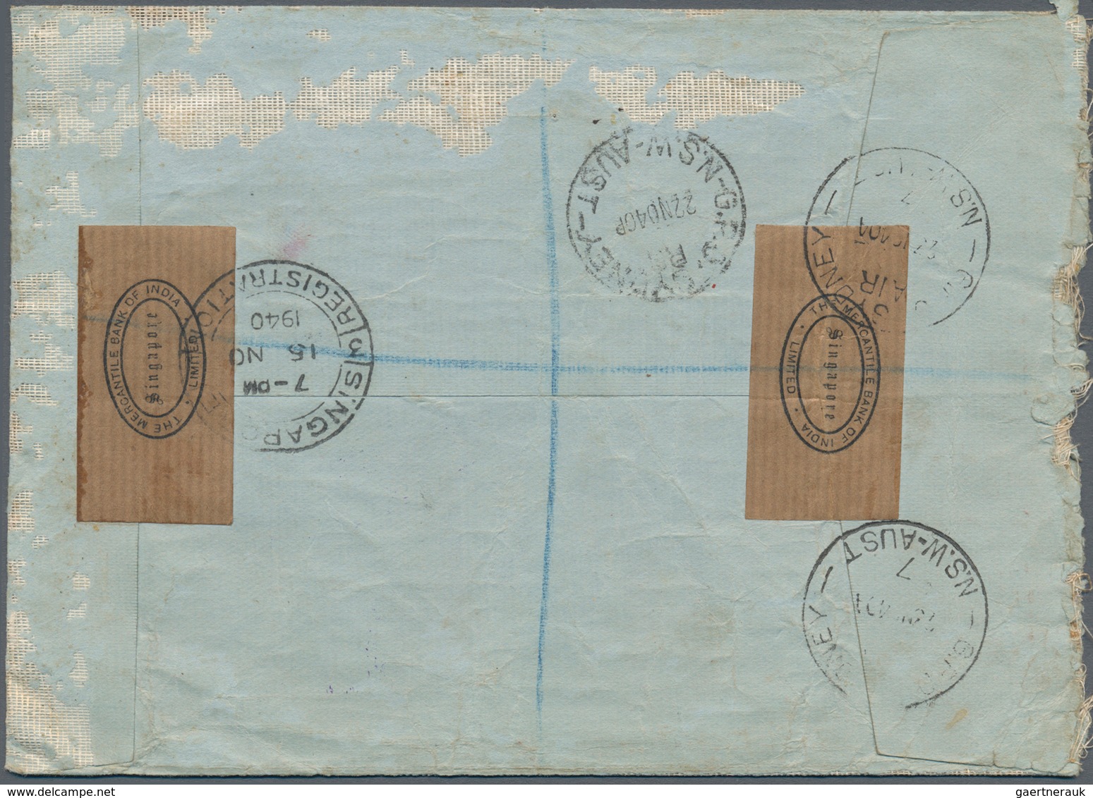 Singapur: 1940, 15 NOV, SINGAPORE To NEW ZEALAND, Registered Airmail Letter Flown With QUANTAS To Sy - Singapur (...-1959)