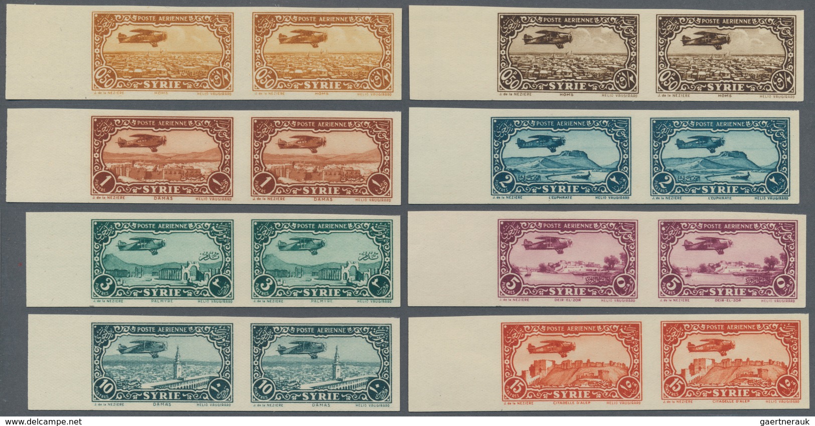 Syrien: 1931/1933, Airmails, 0.50pi. To 100pi., Complete Set Of Eleven Values, IMPERFORATE Left Marg - Syrien