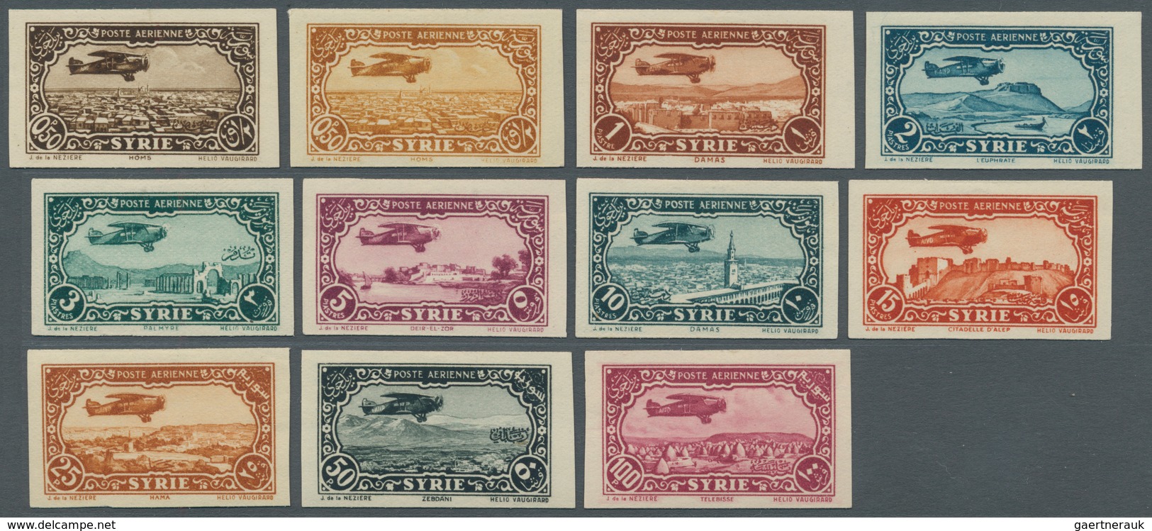 Syrien: 1931/1933, Airmails, 0.50pi. To 100pi., Complete Set Of Eleven Values, Mint O.g. With Hinge - Syrien