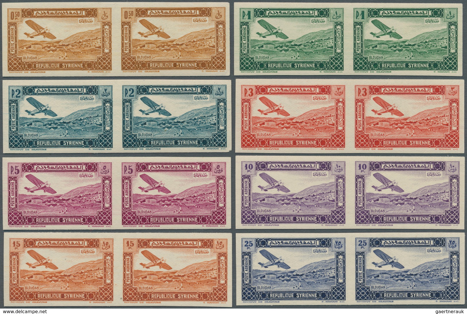 Syrien: 1934, 10th Anniversary Of Republic, Airmails 0.50pi. To 100pi., Complete Set Of Ten Values, - Syrien