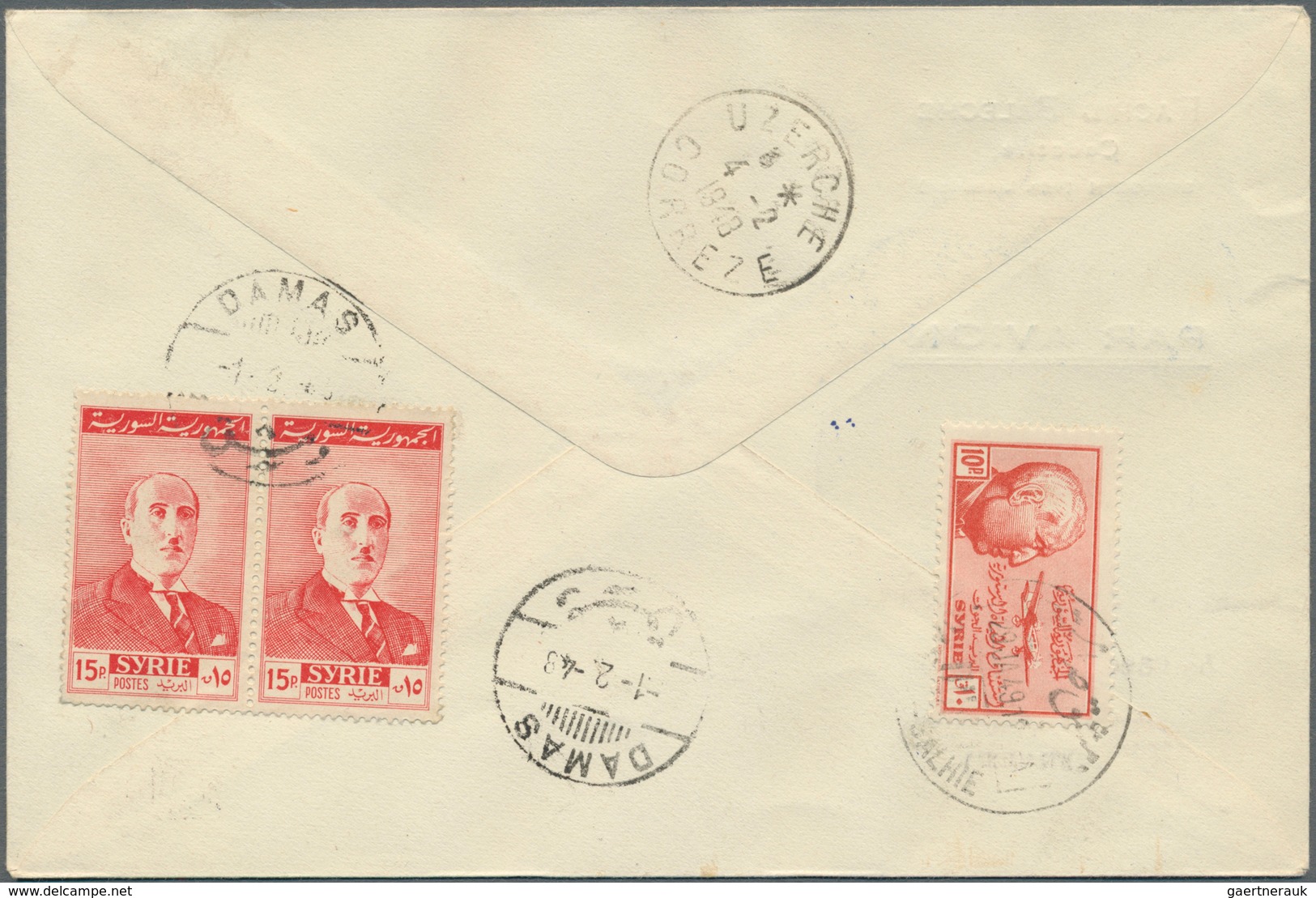 Syrien: 1945, President Shukri Al-Quwatli, 5pi. Green, Imperforate Mini Sheet With Four Stamps (slig - Syrie